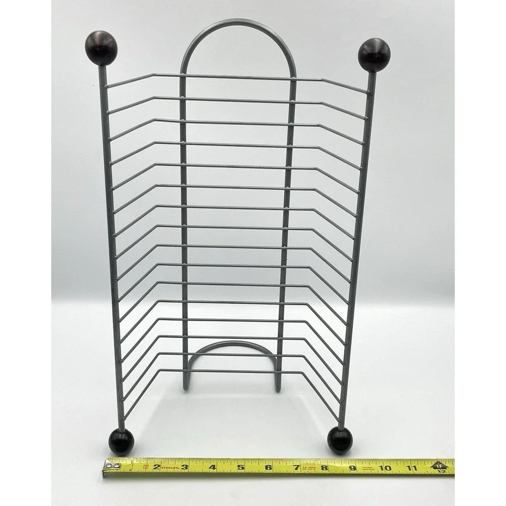 DVD Storage Rack Holder 16 Disc Metal Gray Freestanding Organizer Stand 15